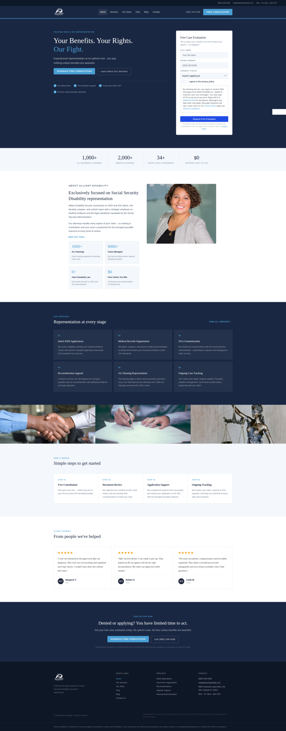 Full-length capture of the Alliant Disability home page
