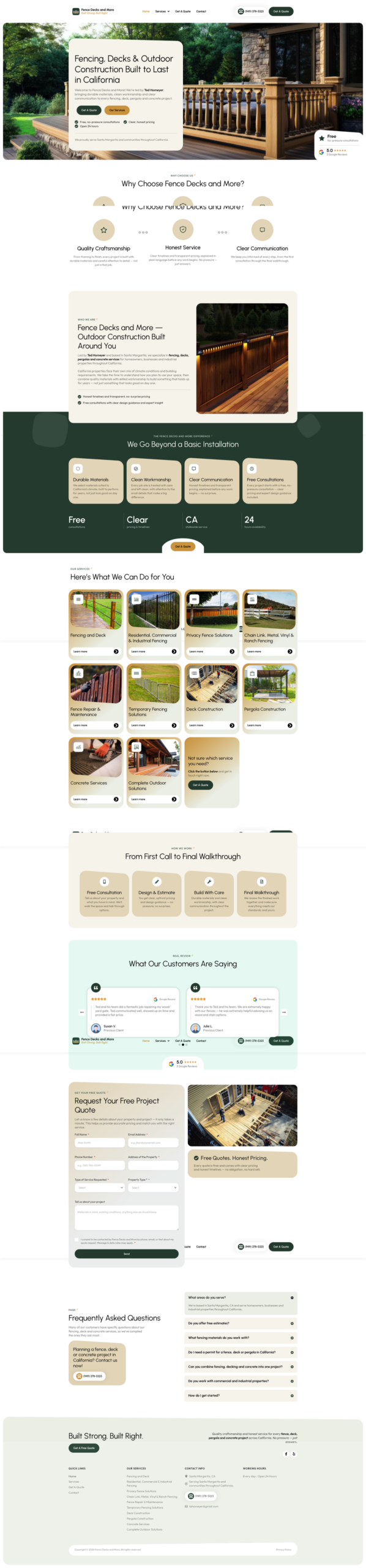Full-length capture of the Fence Decks and More home page